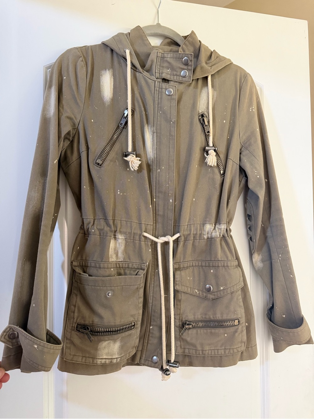 Charlotte Ronson Olive Drawstring utility jacket, size 6; flawless condition
